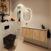MONDIAZ TURE-DLUX 120cm toiletmeubel Washed Oak. EDEN wastafel Opalo positie links. Zonder kraangat. SW1104636