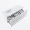 MONDIAZ VICA 120cm badmeubel onderkast Talc 2 lades. Wastafel CLOUD links zonder kraangat, kleur Talc. SW1381896