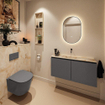 MONDIAZ TURE-DLUX 100cm toiletmeubel Dark Grey. EDEN wastafel Frappe positie midden. Zonder kraangat. SW1102773