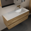 Mondiaz Aivy badmeubelset - 120x45x50cm - 0 kraangaten - 1 wasbak talc Solid surface - Rechts - 2 lades - Met spiegelkast - Melamine Chai SW892257