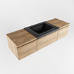 MONDIAZ BUKLA 140cm badmeubel met module 40 kleur Washed Oak met 3 lades. Wastafel CLOUD midden 0 kraangaten kleur Urban. SW1381985