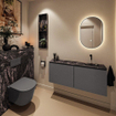 MONDIAZ TURE-DLUX 120cm toiletmeubel Dark Grey. EDEN wastafel Lava positie rechts. Zonder kraangat. SW1103784
