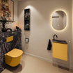MONDIAZ TURE-DLUX 40cm toiletmeubel Ocher. EDEN wastafel Lava positie rechts. Met 1 kraangat. SW1103874