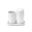 Brabantia ReNew Badkameraccessoires - set van 3 - Zeeppomp - Tandenborstelhouder - Schaal - wit SW454753