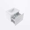 MONDIAZ VICA 60cm badmeubel onderkast Talc 2 lades. Wastafel CLOUD midden 1 kraangat, kleur Talc. SW1381806