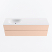 MONDIAZ VICA Badkamermeubelset - 150cm - onderkast rosee- 2 lades - wastafel moon links - zonder kraangaten - 60cm hoge versie - talc SW1080382