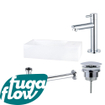 FugaFlow Eccelente Arredo fonteinset - 36x18.5x9cm - 1 kraangat - solid surface - fonteinkraan chroom - mat wit - SW1125268