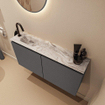 MONDIAZ TURE-DLUX 100cm toiletmeubel Dark Grey. EDEN wastafel Glace positie links. Met 1 kraangat. SW1103252