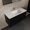 Mondiaz Aivy badmeubelset - 100x45x50cm - 1 kraangat - 1 wasbak talc Solid surface - Midden - 2 lades - Zonder spiegel - MDF Urban SW892417
