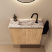 MONDIAZ TURE-DLUX 60cm toiletmeubel Washed Oak. EDEN wastafel Glace positie midden. Met 1 kraangat. SW1103588