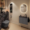 MONDIAZ TURE-DLUX 60cm toiletmeubel Dark Grey. EDEN wastafel Lava positie rechts. Met 1 kraangat. SW1103783