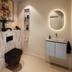 MONDIAZ TURE-DLUX 60cm toiletmeubel Plata. EDEN wastafel Glace positie rechts. Zonder kraangat. SW1103442