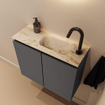 MONDIAZ TURE-DLUX 60cm toiletmeubel Dark Grey. EDEN wastafel Frappe positie rechts. Met 1 kraangat. SW1102779