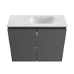 MONDIAZ TURE-DLUX 60cm toiletmeubel Dark Grey. EDEN wastafel Opalo positie rechts. Zonder kraangat. SW1104261