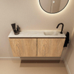 MONDIAZ TURE-DLUX 100cm toiletmeubel Washed Oak. EDEN wastafel Ostra positie rechts. Met 1 kraangat. SW1105178