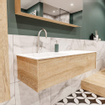 MONDIAZ LUSH Badkamermeubelset - 120cm - 1 lade - wastafel cloud - wasbak links - 1 kraangat - washed oak SW409411