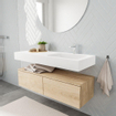 MONDIAZ ALAN 120cm - onderkast - washed oak - 2 lades - vrijhangende wastafel - wasbak rechts - 1 kraangat - talc SW408459
