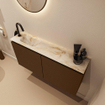 MONDIAZ TURE-DLUX 100cm toiletmeubel Rust. EDEN wastafel Frappe positie links. Met 1 kraangat. SW1102974