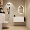MONDIAZ TURE-DLUX 100cm toiletmeubel Talc. EDEN wastafel Glace positie rechts. Zonder kraangat. SW1103117