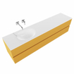 MONDIAZ VICA Badkamermeubelset - 200cm - 4 lades - wasbak Moon links - 0 kraangaten - solid surface ocher SW411139