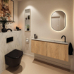 MONDIAZ TURE-DLUX 120cm toiletmeubel Washed Oak. EDEN wastafel Opalo positie rechts. Met 1 kraangat. SW1104623