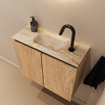 MONDIAZ TURE-DLUX 60cm toiletmeubel Washed Oak. EDEN wastafel Frappe positie midden. Met 1 kraangat. SW1103044