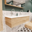 MONDIAZ LUSH Badkamermeubelset - 120cm - 1 lade - wastafel cloud - 2 wasbakken - 2 kraangaten - washed oak SW409337