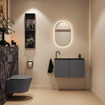 MONDIAZ TURE-DLUX 80cm toiletmeubel Dark Grey. EDEN wastafel Lava positie links. Met 1 kraangat. SW1103749