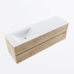 MONDIAZ VICA 150cm badmeubel onderkast Washed Oak 2 lades. Wastafel CLOUD links 1 kraangat, kleur Talc. SW1381827