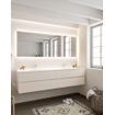 MONDIAZ VICA Badkamermeubelset - 200cm - 4 lades - wasbak Cloud dubbel - 2 kraangaten - solid surface linen SW411035