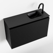MONDIAZ OLAN Fonteinset - 80x30x40cm - 1 kraangat - 1 lade - urban mat - wasbak rechts - Solid Surface Zwart SW473594