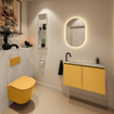 MONDIAZ TURE-DLUX 80cm toiletmeubel Ocher. EDEN wastafel Opalo positie links. Met 1 kraangat. SW1104443