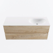 MONDIAZ VICA 120cm badmeubel onderkast Washed Oak 2 lades. Wastafel MOON rechts 1 kraangat, kleur Talc. SW1381935