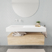 MONDIAZ ALAN 120cm - onderkast - washed oak - 1 lade - vrijhangende wastafel - wasbak links - 0 kraangaten - talc SW408572