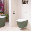 MONDIAZ LAVIE wandclosetpack - 36x53cm - diepspoel - rimless - Army (groen) - softclose - quick-release - toiletzitting - Talc (offwhite) SW1208753