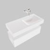 MONDIAZ ALAN 100cm - onderkast - 1 lade - vrijhangende wastafel - wasbak rechts - 0 kraangaten - talc SW408412