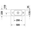 Duravit HappyD 2 fontein met overloop met kraangat rechts 50x22cm met wondergliss wit SW54279