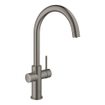 GROHE Blue Home Keukenkraan - C-uitloop - 1-gats - filterfunctie - plat licht en bruisend water - brushed hard graphite SW354703