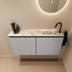 MONDIAZ TURE-DLUX 100cm toiletmeubel Plata. EDEN wastafel Glace positie rechts. Met 1 kraangat. SW1103460