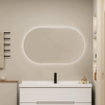 Adema Shine Badkamerspiegel - 70x120cm - Ovaal - horizontale / verticale plaatsing - indirecte LED verlichting - Spiegelverwarming - Infrarood SW1152321