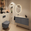 MONDIAZ TURE-DLUX 100cm toiletmeubel Dark Grey. EDEN wastafel Ostra positie links. Zonder kraangat. SW1104801