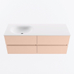 MONDIAZ VICA Badkamermeubelset - 130cm - onderkast rosee - 4 lades - wastafel moon links - zonder kraangaten - 60cm hoge versie - talc SW1080398