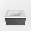 Mondiaz BUKLA Badkamermeubelset - 60x45x34cm - 0 kraangaten - wasbak midden - solid surface - Talc - greeploos - 1 lade - Melamine - Dark brown SW704852