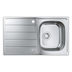 GROHE K200 spoelbak met afdruipgedeelte 860 x 500 mm 1 bak 350 x 400 x 160 mm omkeerbaar roestvrij staal kleur RealSteel SW492246