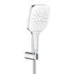 GROHE Rainshower SmartActive 130 Cube Handdoucheset - 3 straalsoorten - vierkant - met houder - gladde slang - 150cm - chroom/moon white SW472368