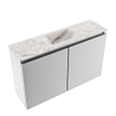 MONDIAZ TURE-DLUX 80cm toiletmeubel Plata. EDEN wastafel Glace positie midden. Zonder kraangat. SW1103418