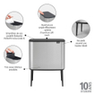 Brabantia Bo Touch Bin Afvalemmer - 3x11 liter - 3 kunststof binnenemmers - matt steel fingerprint proof SW1117526