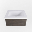 Mondiaz BUKLA Badkamermeubelset - 60x45x34cm - 0 kraangaten - wasbak midden - solid surface - Talc - greeploos - 1 lade - Melamine - Dark brown SW704852