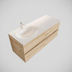 MONDIAZ VICA Badkamermeubelset - 120cm - 4 lades - wasbak Moon links - 1 kraangat - solid surface washed oak SW410052