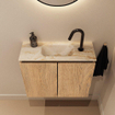 MONDIAZ TURE-DLUX 60cm toiletmeubel Washed Oak. EDEN wastafel Frappe positie midden. Met 1 kraangat. SW1103044